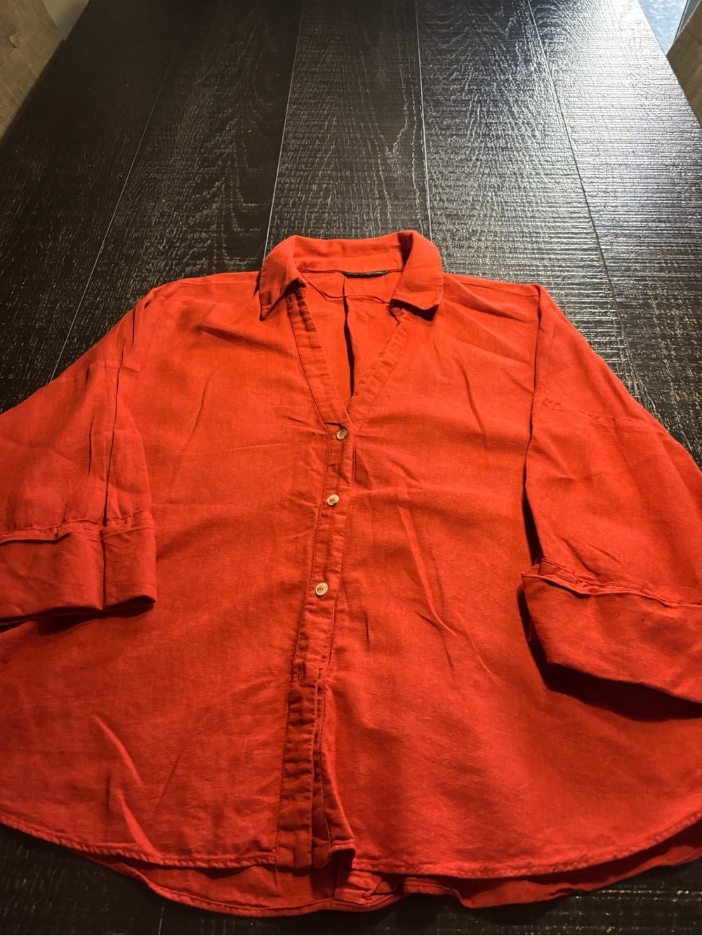 Zara Woman’s Rust Red Casual Button-Down Shirt